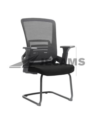 Cushioned visitor chair with padded seat in a modern office