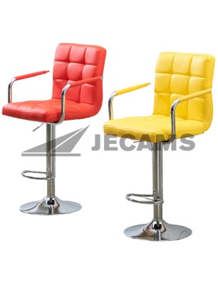 red yellow stool chair with backrest​