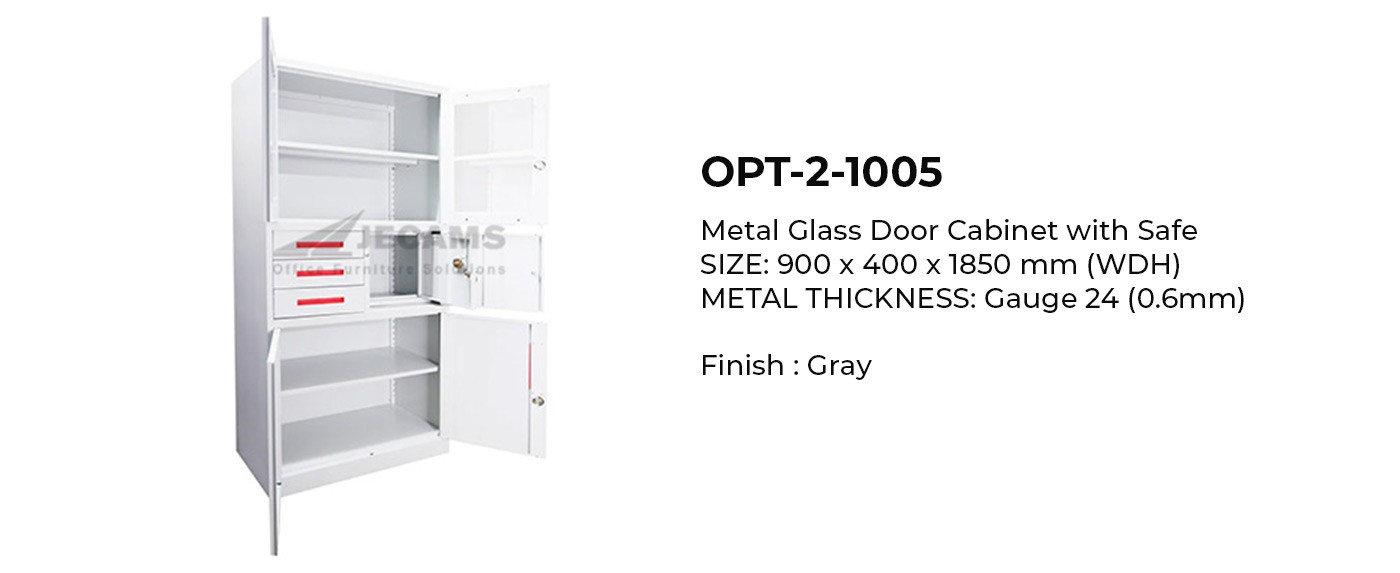 Metal Glass Door Cabinet with Safe