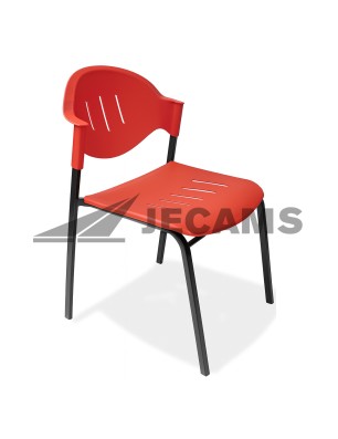 Simple plastic visitor chair in red