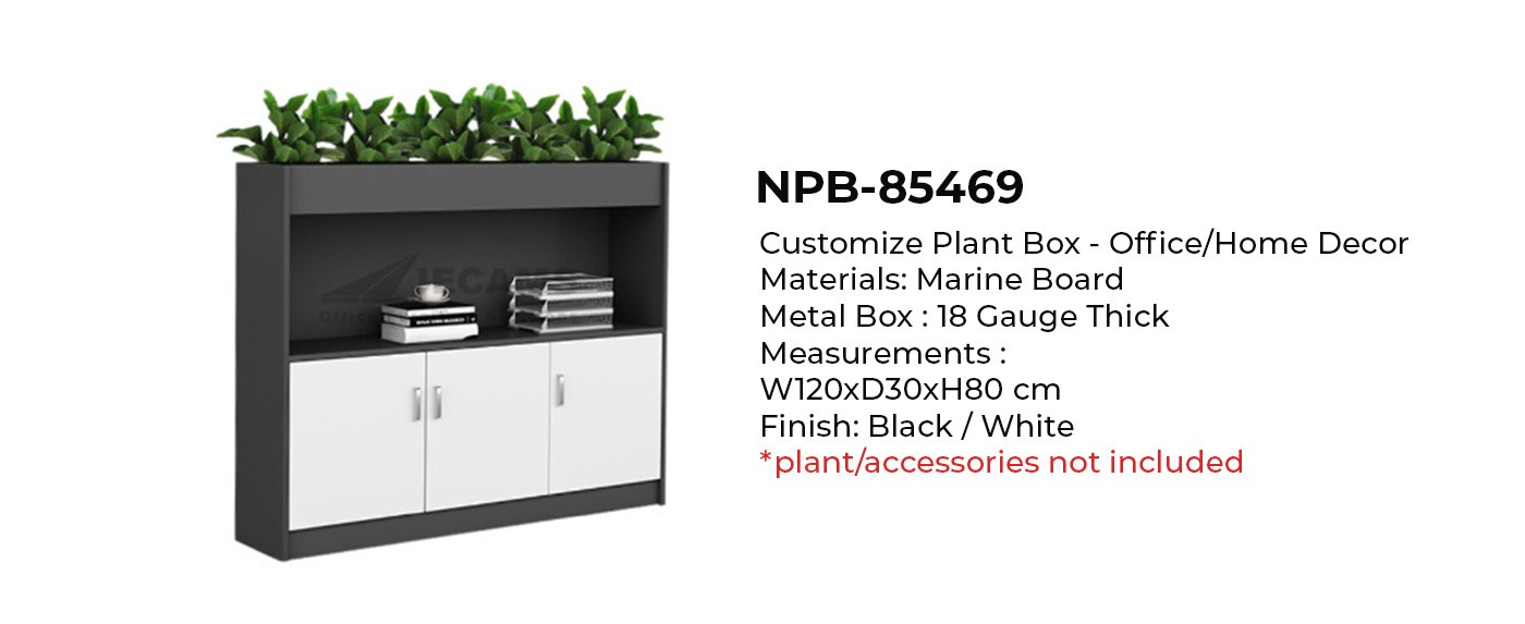 black white board plant box